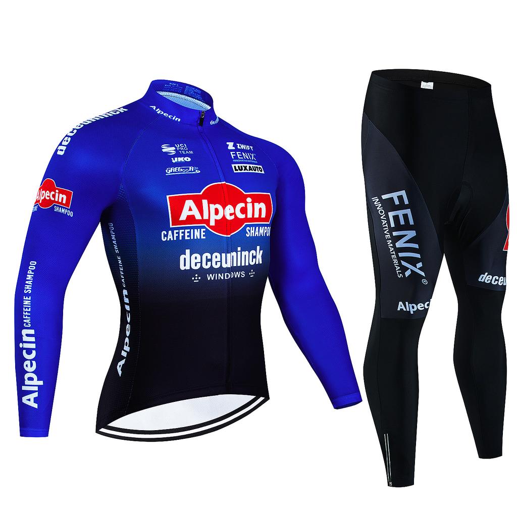 2026 Alpecin Deceuninck Paesi Bassi Set Maglia Ciclismo Manica Lunga Van der Poel Abbigliamento Giacca Termica Bici Tuta Pantaloni Salopette MTB