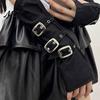 Unisex Fashion Gloves Goth Arm Warmers Fingerless for Women, Punk Metal Buckle Versatile Party Warmers, Gothic Steampunk Sleeves, Cosplay Accessories
