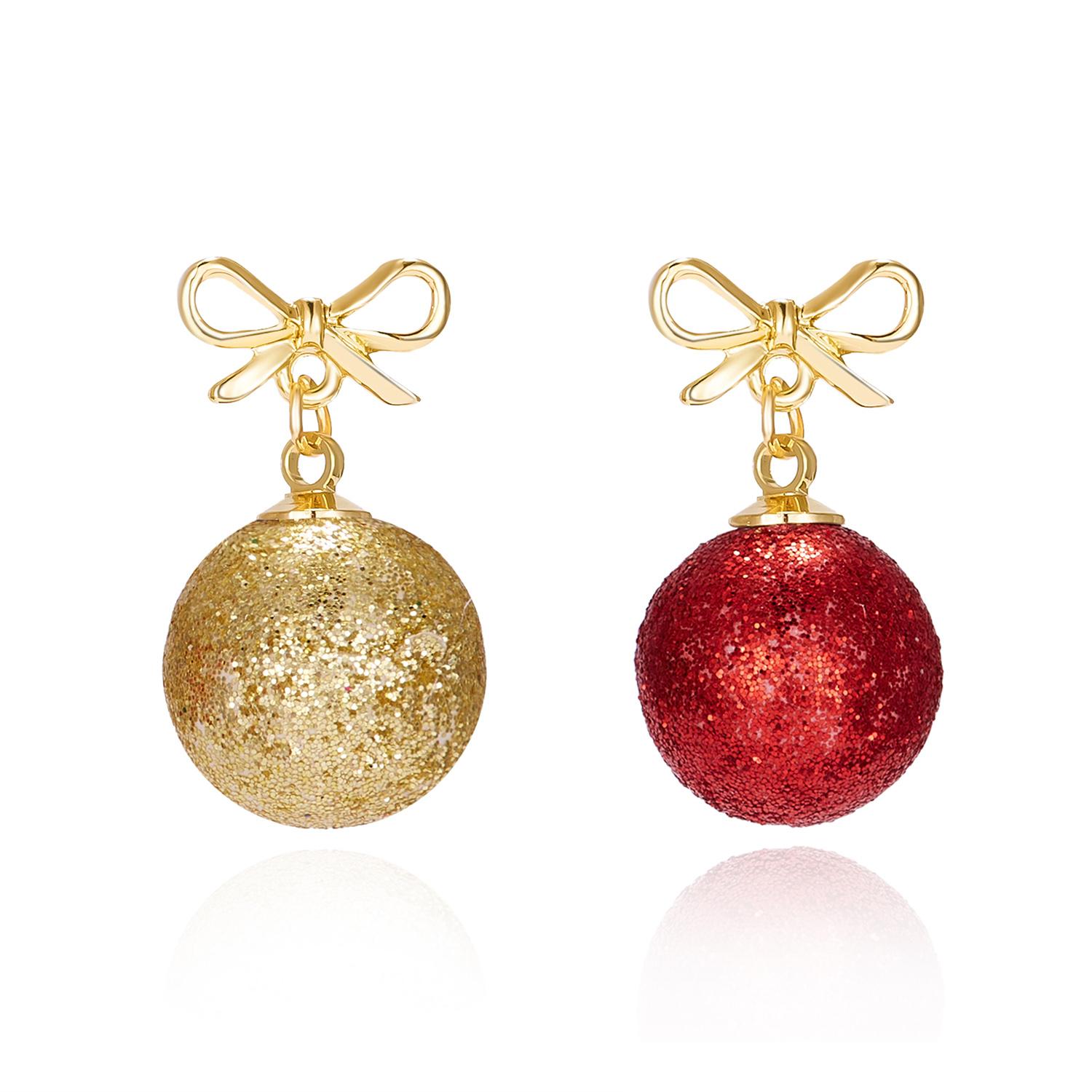 

Merry Christmas Green Red Round Ball Earrings For Women Sequins Bulb Snowflake Stars Dangle Earring New Year Festival Jewelry