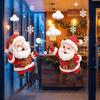 Storefront Glass Stickers Christmas Snowman/Santa Claus/Reindeer Window Clings, Reusable Static Stickers, Santa Claus Snowman Wall Decor PVC Removable
