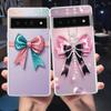 Capa de Celular para Google Pixel 9 8 7 6 5 4 4XL 7A 6A 5A 4A 3A Pro XL 5G Transparente Macia TPU Shell Rosa Coração Laço Padrão Bolsa