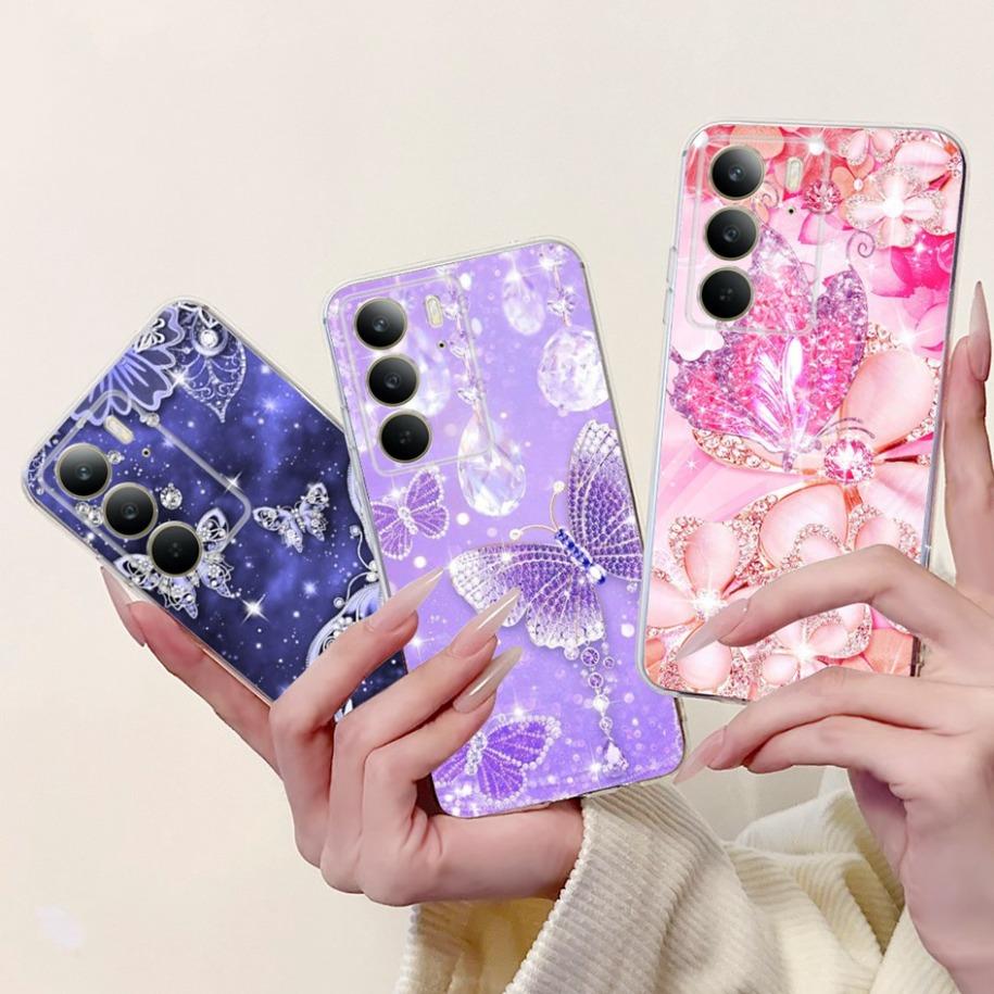 For OPPO Realme C75 4G Case 2025 New Fashion Butterfly Love Heart Flower Soft Transparent Silicone Cover For RealmeC75 C 75 Etui