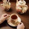 1cup + 1Saucer Flowering Tea Cups and Saucers Set, Tea Set, Ivory Ceramic Floral Tea Cups Set Coffee Cups Set