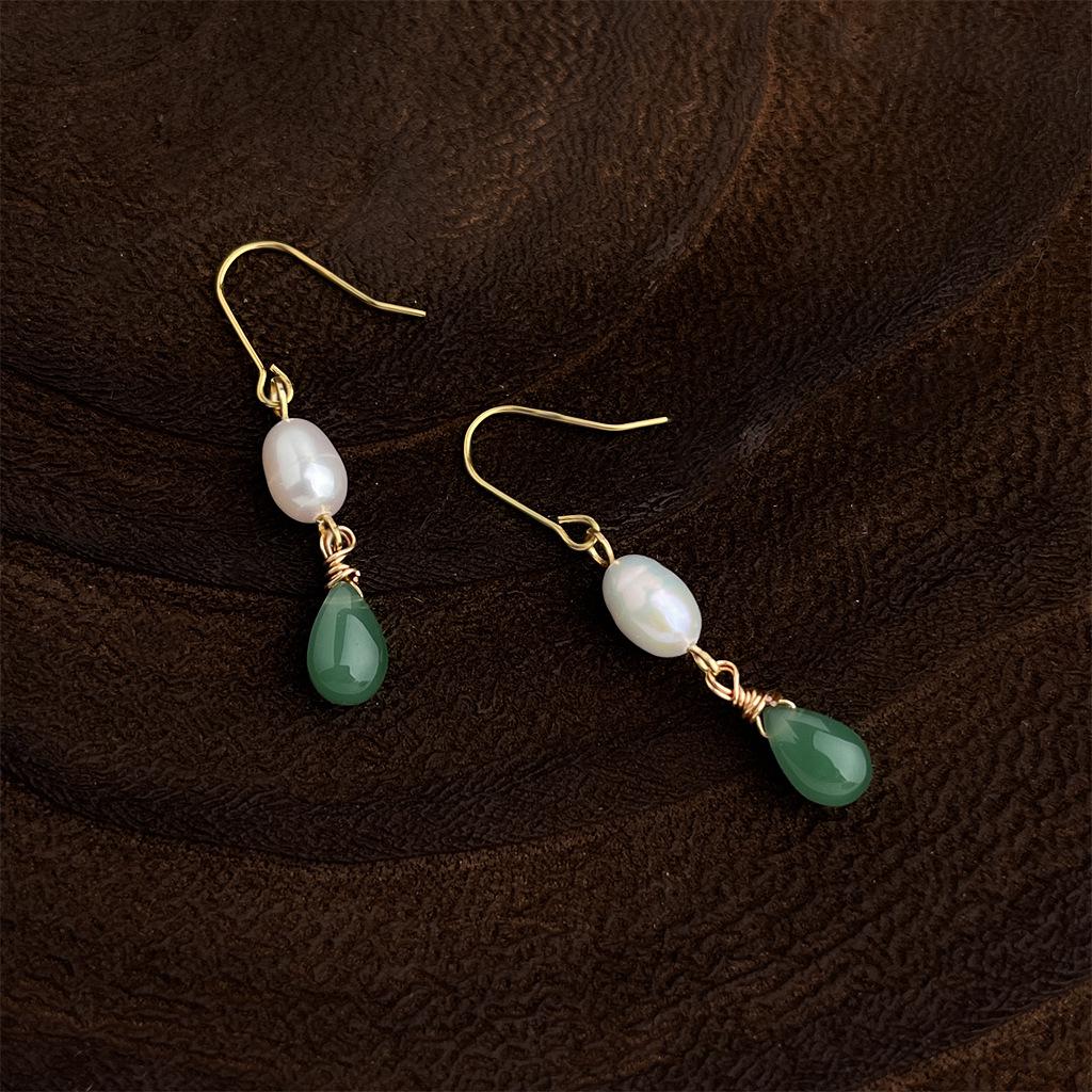 Elegant Retro Hanfu Freshwater Pearl Earrings - Morning Dew Chinese Style