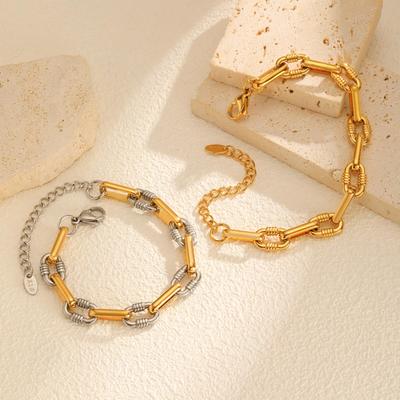 Zweifarbige Gliederarmbänder, klobiges dickes Paperclip-Kettenarmband für Damen, Schmuck aus Edelstahl, trendige Geschenke
