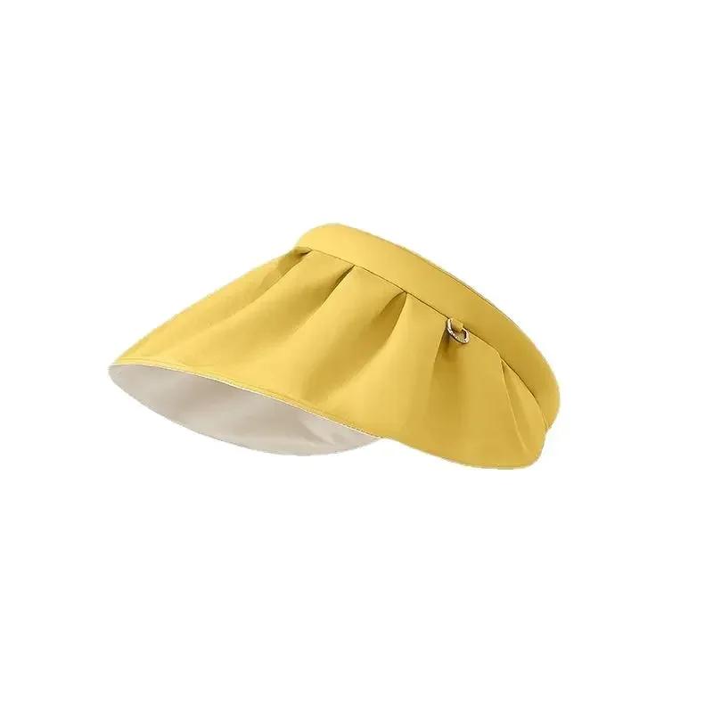 2025 Summer Travel Sunshade Sunblock Hat Large Eaves Anti-UV Temperament All Empty Top Hat Tidal Sun Hat