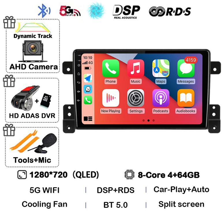 Android 14 Carplay Auto 4G+WiFi DSP For Suzuki Grand Vitara 2005-2015 Car Radio Multimedia Video Player GPS Head Unit Stereo BT