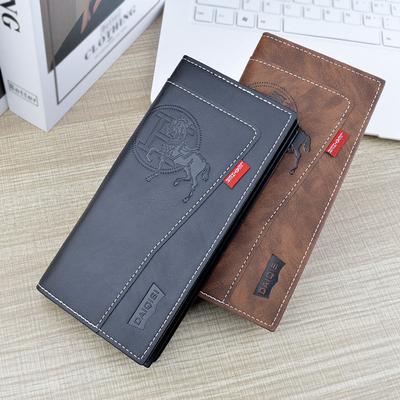 Portefeuille long en cuir synthétique pour homme, design vintage, porte-cartes, portefeuille souple, GZW
