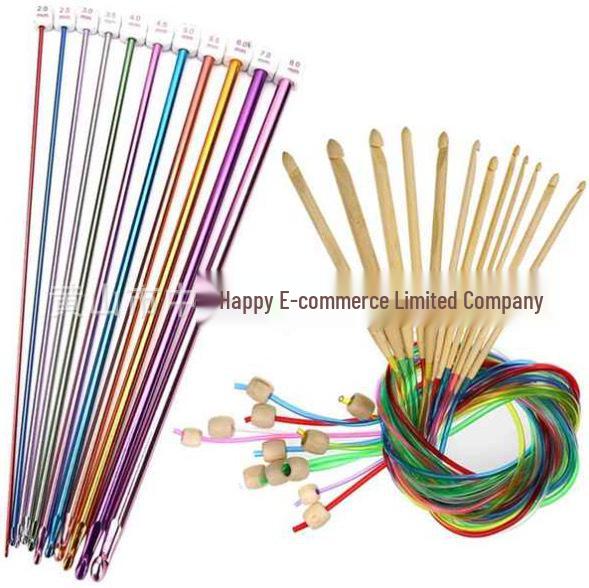 Colored Aluminum Crochet Hooks: European Cross-Stitch & Tunisian Crochet Set (12 Pcs)