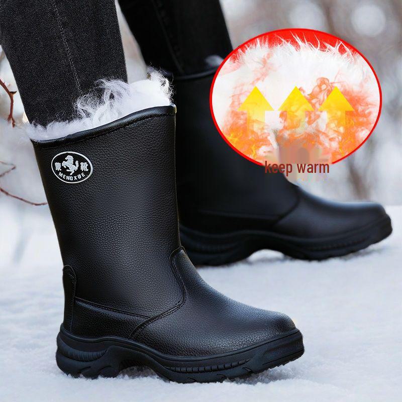 Real Wool Waterproof Winter Boots -40°F, Non-Slip Genuine Leather