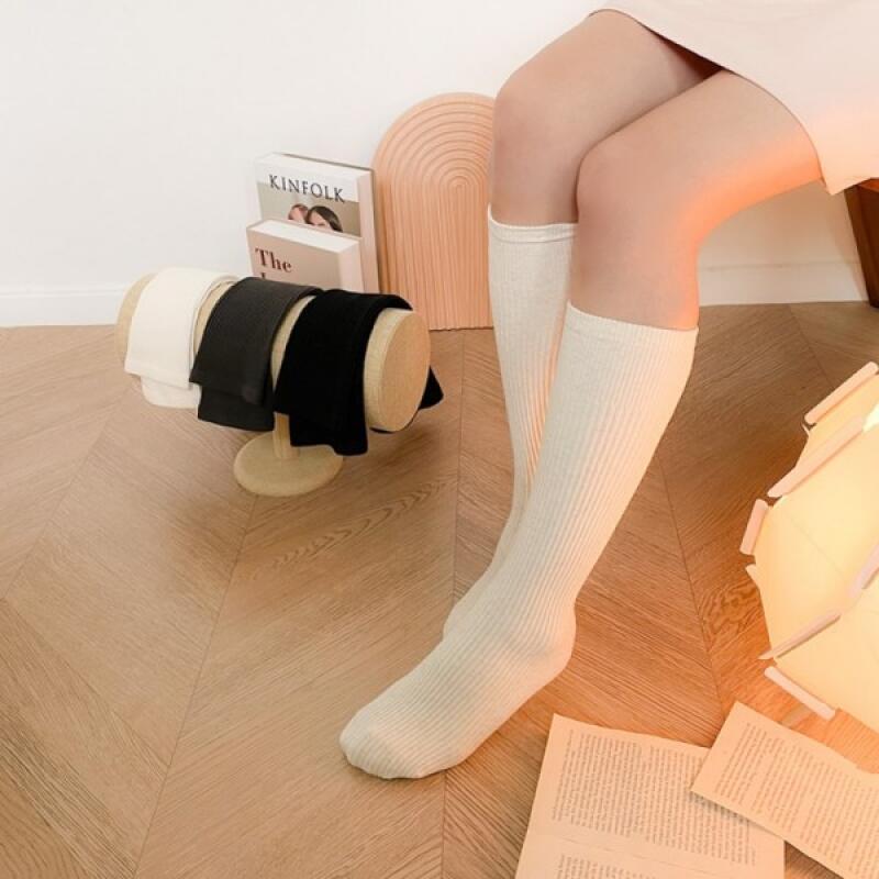

Вязаные однотонные длинные носки до колена 4 цвета white