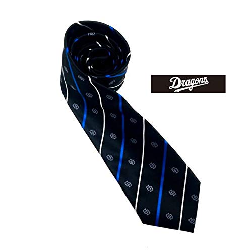 [DRAG0NS] Chunichi Dragons Professional Baseball Goods Jacquard Woven Tie with CD Logo and Blue Stripes - 299