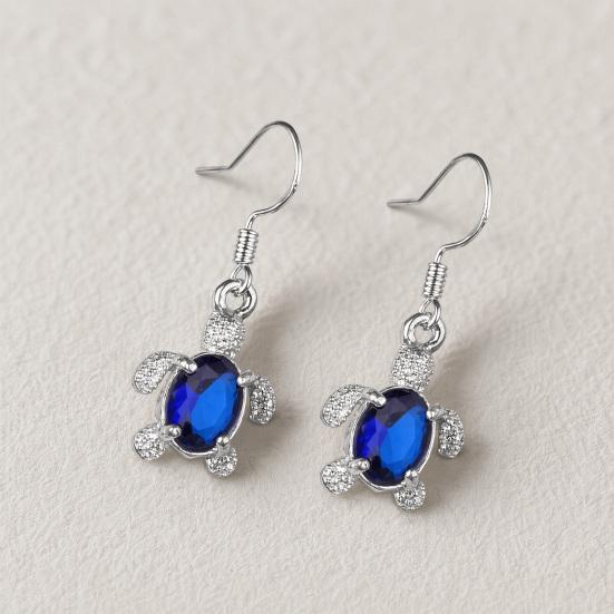 1 Pair Hook Earrings, Turtle Shape Drop Earrings with Rhinestones Inlaid, Summer Style Polished Smooth Earrings for Jewelry Gift