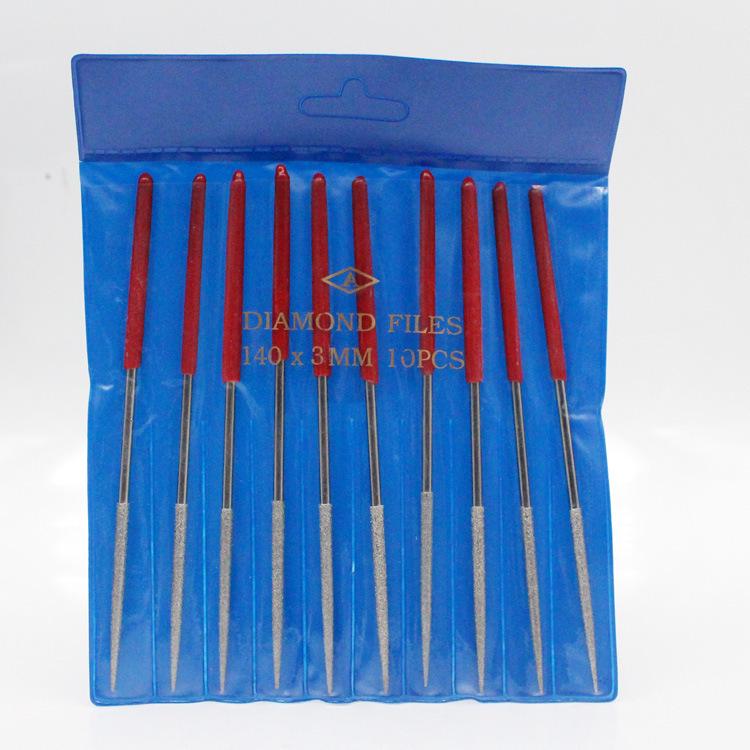 Set of 3 Electroplated Diamond Files: Flat, Square, Triangle, Half-Round, and Round Shaping Files.
