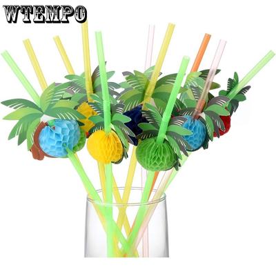 50pcs Coconut Tree Drinking Straws Hawaiian Beach Cocktail Luau Party Decorations Supplies