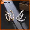 Huitan Luxury Trendy Heart CZ Hoop Earrings for Women Silver Color/Gold Color Fashion Versatile Love Cubic Zirconia Jewelry