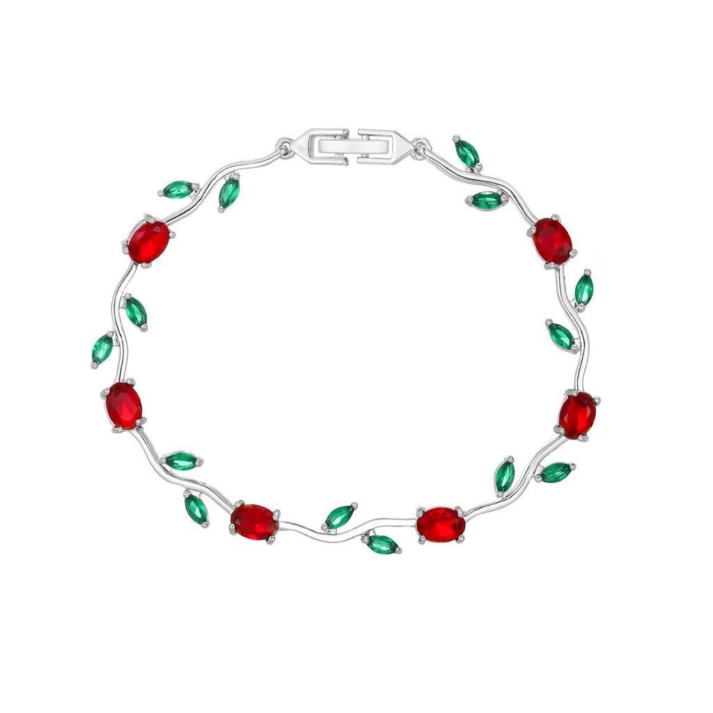 Elegante Bracciale Tulipano in Rame e Zirconia per Donna - Versatile e Raffinato Design con Diamanti Colorati