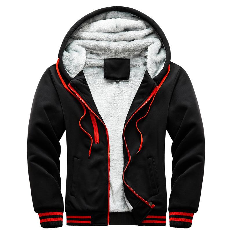 Mens Sweatshirt Hooded Autumn and Winter Men's Baseball Clothing Padded and Thickened Men's Jacket Warmth