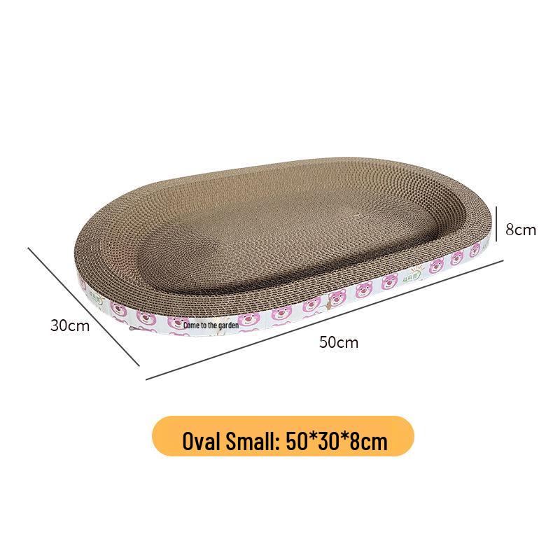 Large Oval Cat Scratching Bed: Durable, Shed-Free Corrugated Cardboard for Claw Maintenance and Comfort.
