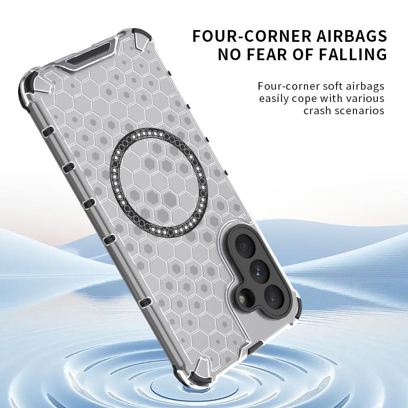 Custodia per telefono a nido d'ape a doppio strato per Samsung Galaxy S23 S24 S25 Ultra Plus Cover con ricarica wireless magnetica per A17 A56 A36 A26