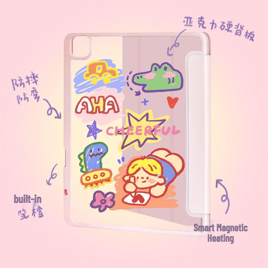 Magnetic Cartoon Acrylic iPad Case - Fits iPad Air 5 & iPad Mini 6 for Secure Tablet Protection