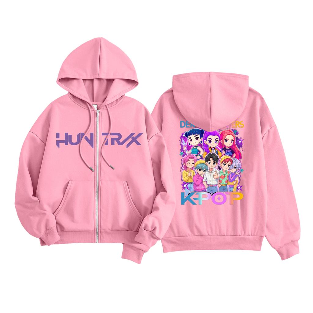 Kids Fashion Women's Lightweight Long Sleeve Zipper Hoodie Printed Hoodie With Pockets