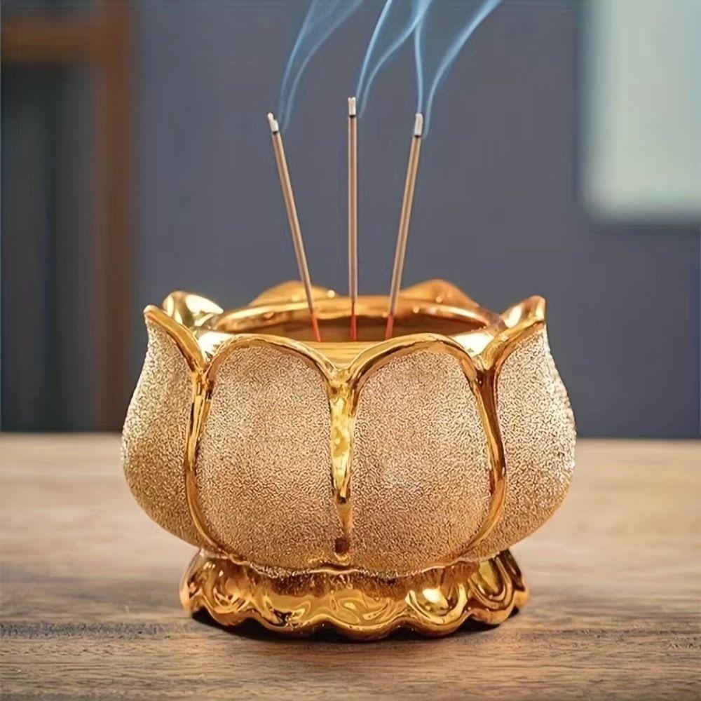 Decorative Lotus Incense Burner Traditional Incense Bowl Chinese-Style Incense Censer Meditation