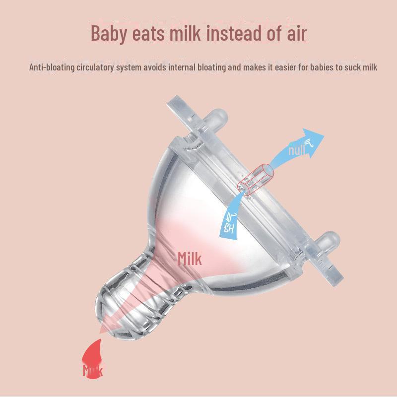 Biqin Cartoon Wide-Mouth Baby Feeding Bottle with Handle