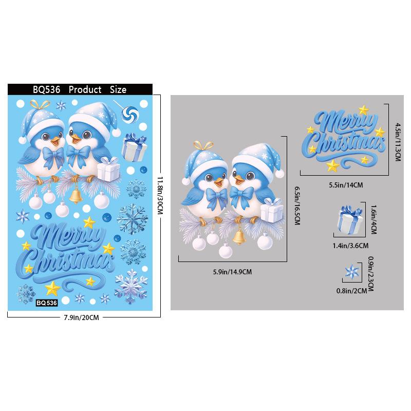 Christmas Snowflake Elk Snowman Glass Sticker Noel Ornaments Xmas Wall Stickers Merry Christma Decor Happy New Year Sticker
