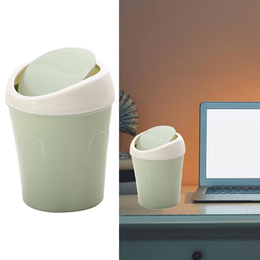 Schreibtisch-Mülleimer Kunststoff Multifunktional Klein Schreibtisch Arbeitsplatte Mülleimer mit Schwingdeckel für Zuhause Büro Grün