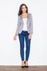 Women' Knitted Jacket Fastened with Two Buttons, Fitted - Gray Jacket M085 Size