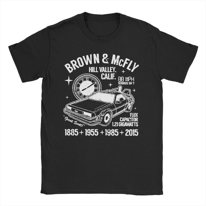 

Men Womens Back To The Future Time Machine Retro Logo T Shirt BTTF Pure Cotton Clothing Casual Short Sleeve O Neck Tees TShirt S