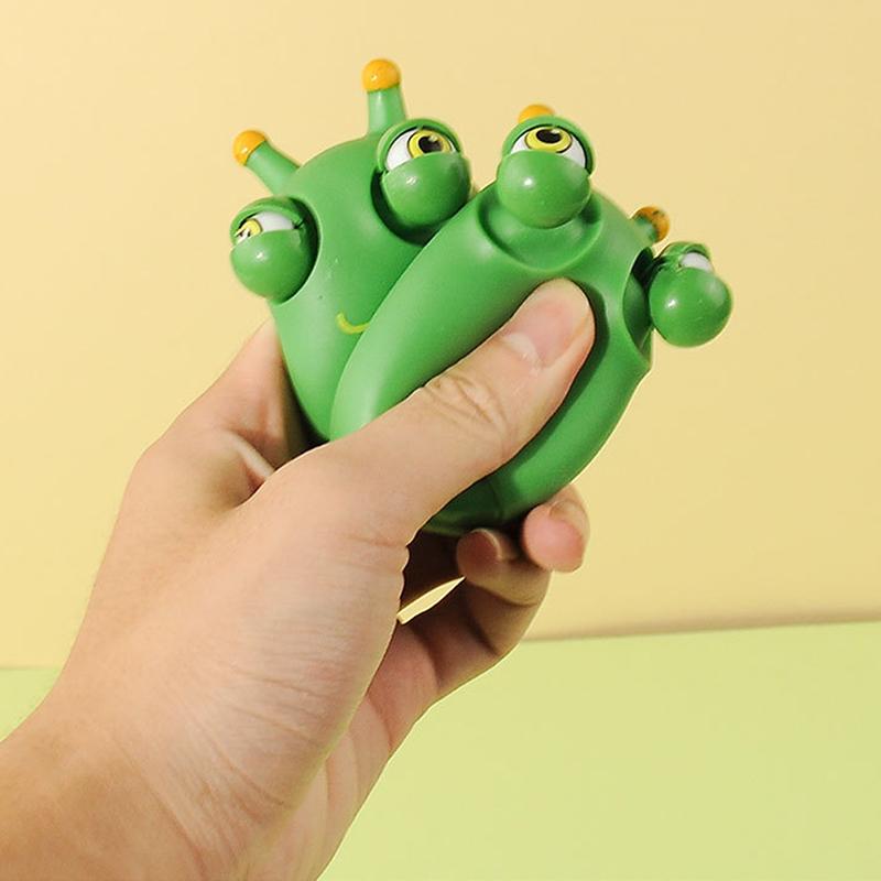Grass Worm Pinch Toy Squishy Toy Green Eye Popping Worm Squeeze Toy Stress Reliever Anti-Stress Fidget Christmas Kids Party Gift