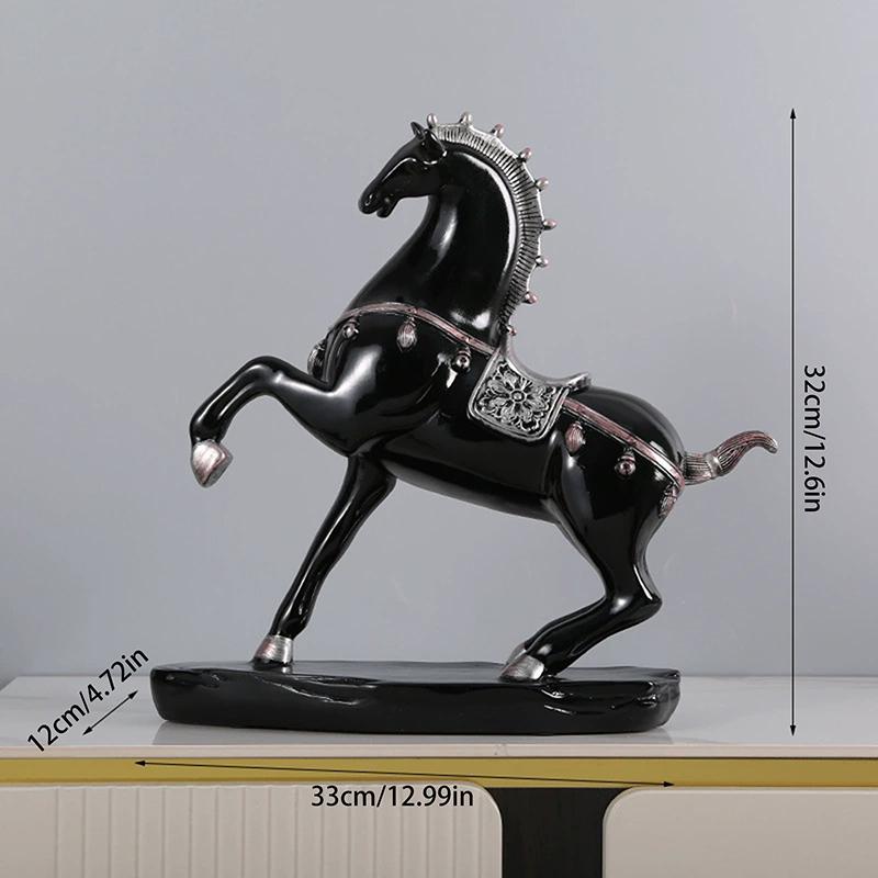 Gull Sølv Svart Hest Resin Skulptur Hestemodell Hjemmedekor Dyredekor Stue Kontor Håndverksdekor Forretningsdekor