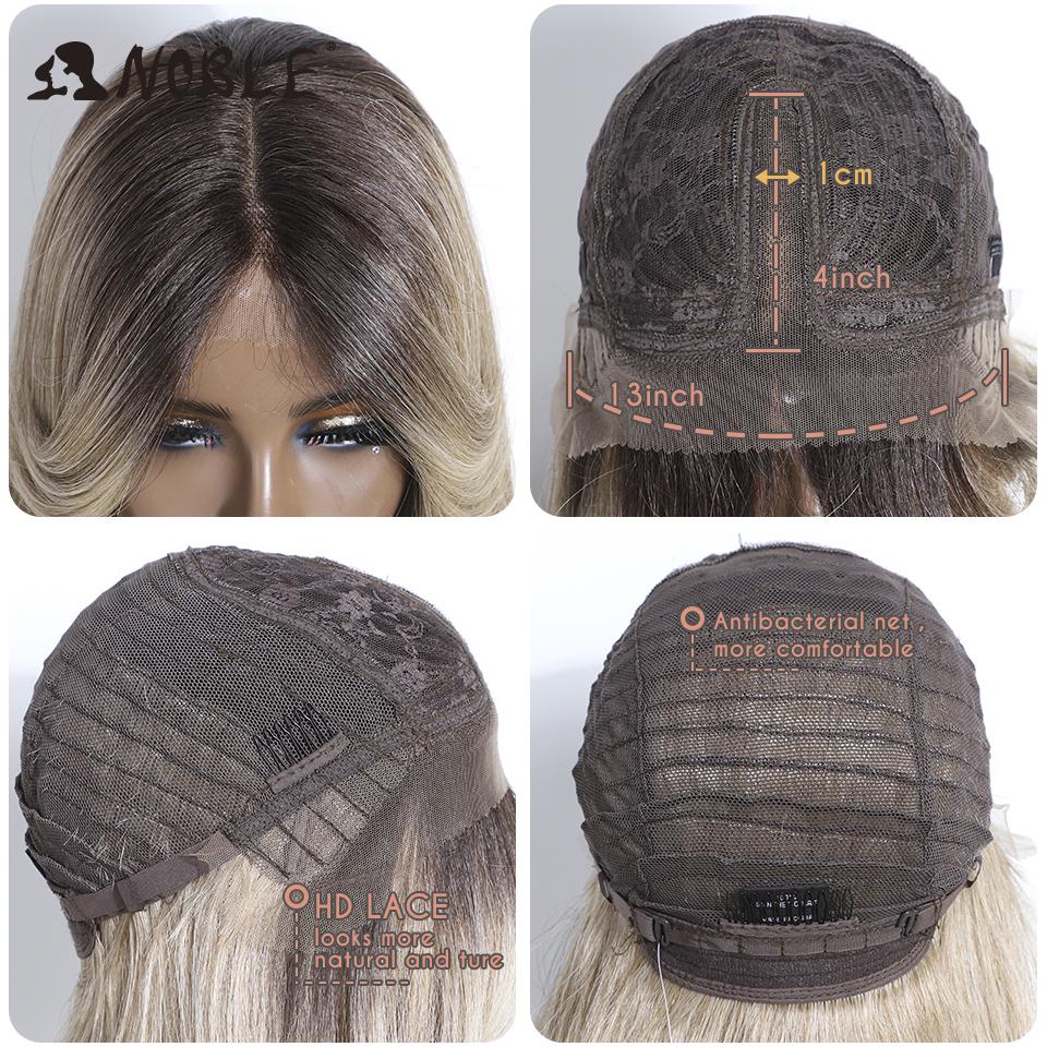 Noble Synthetic Lace Front Wig 30" Straight Part Lace Wig Ombre Blonde Wigs For Women Wig With Bangs Lace Wig Heat Resistant Wig