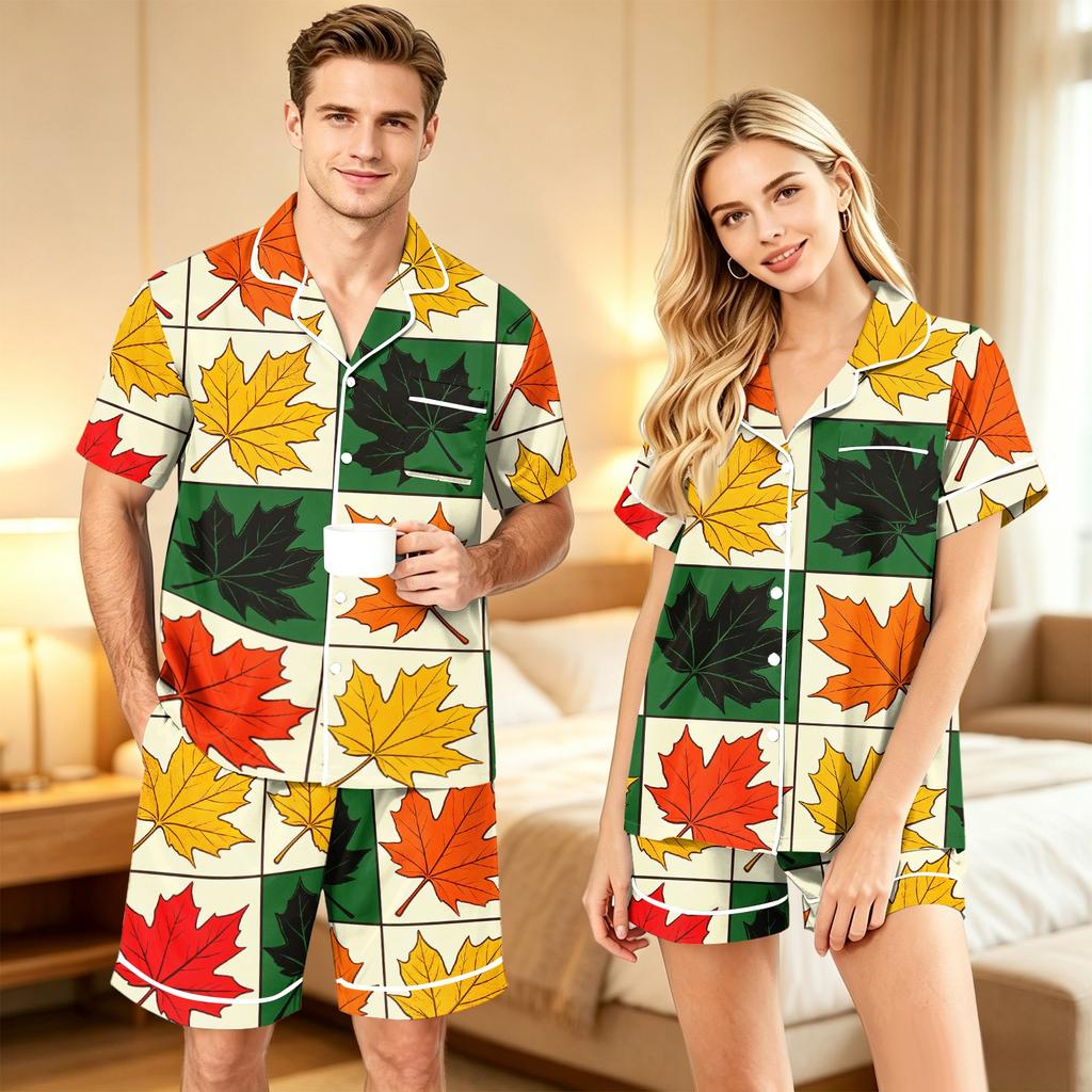 Couples Halloween Print Comfortable Pajama Set for Loungewear