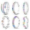 Pandach Copper Metal Color Luxury Rings Colorful Polygonal CZ Round Lucky Flower Rings Designed For Women High Quality Fine Jewelry Engagement