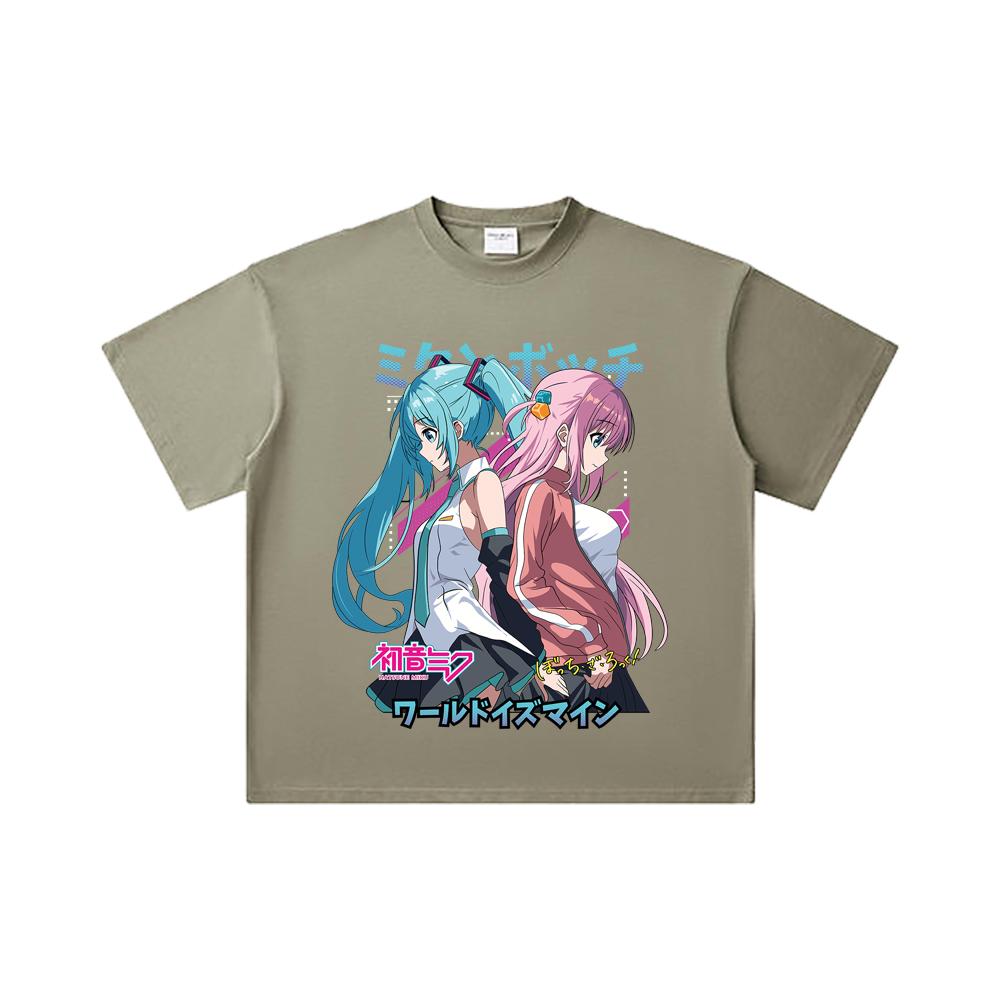 260 GSM Double Yarn 32 Count 100% Cotton Bocchi The Rock V3 Miku Bocchi Print Unisex Heavy Cotton T Shirt
