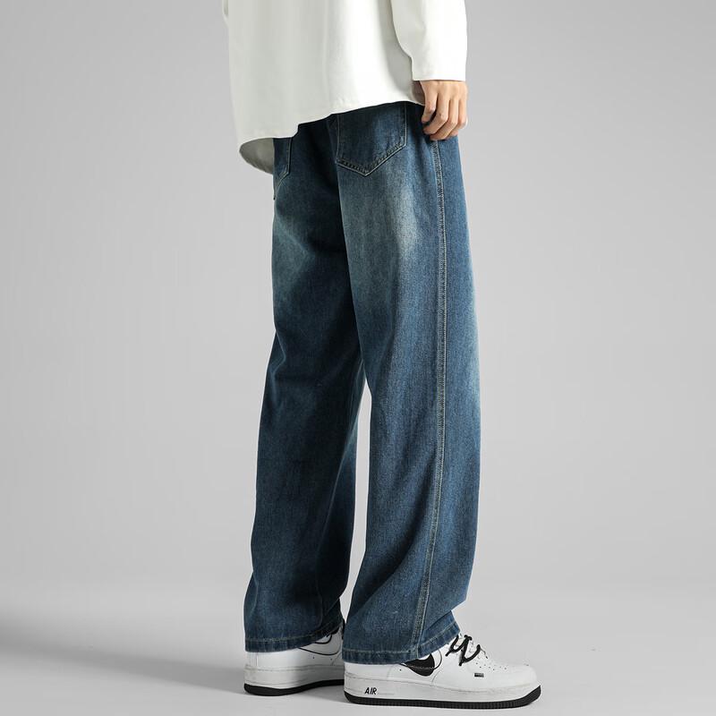 Wassup Sohot Men's American Straight-Leg Loose Casual Jeans