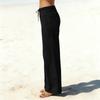 Pantalon Femme Élastique Taille Haute Coupe Décontractée Jambe Large Pantalon Long Pantalon Avec Poches