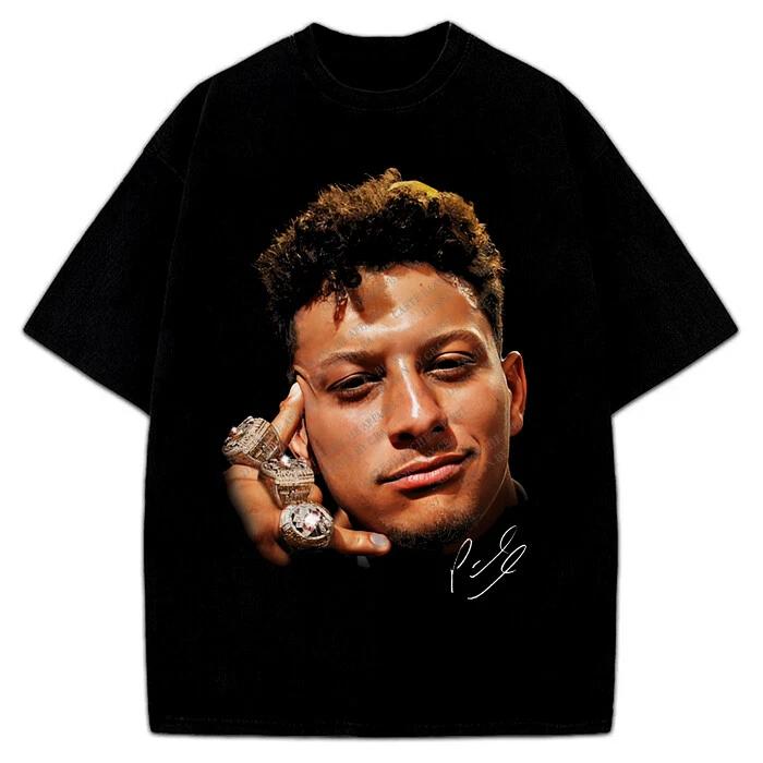 Patrick Mahomes T-Shirt Champ 3 Rings Greatest Of All Time GOAT Tee L