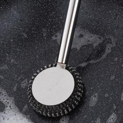 Baking Steel Wire Scrubber with Long Handle Heavy Duty Pot Brush