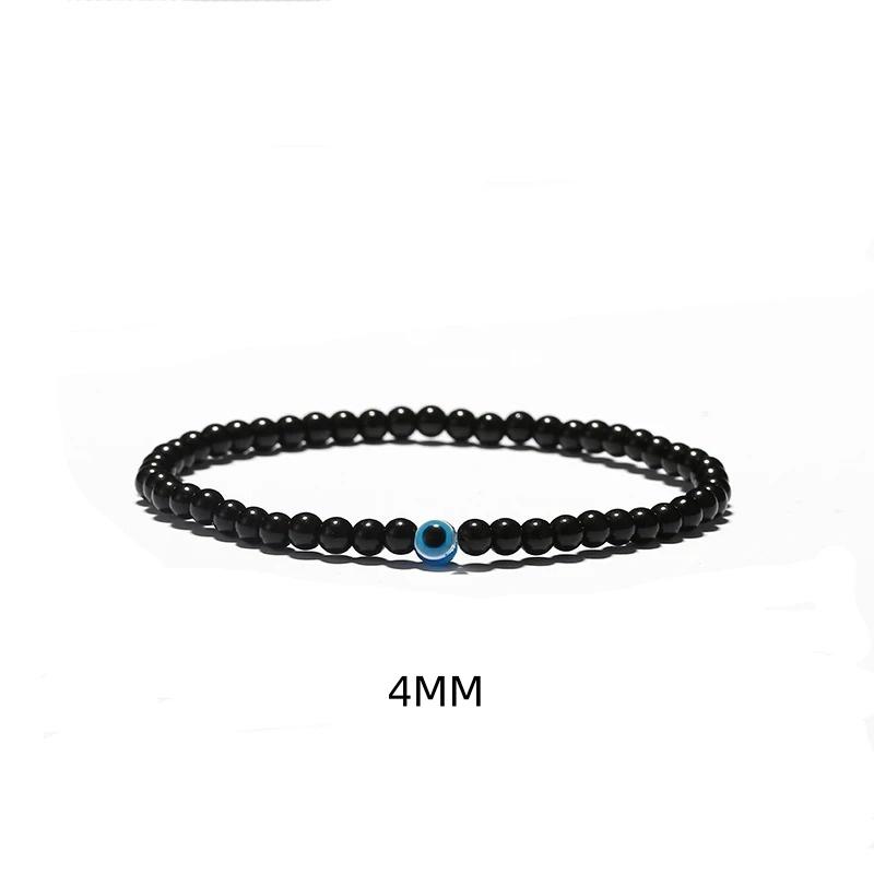 

Minimalist 4mm 6mm 8mm Black Obsidian Bead Natural Stone Bracelet Gothic Devil s Eye Strand Chain For Men Jewelry Pulsera Hombre