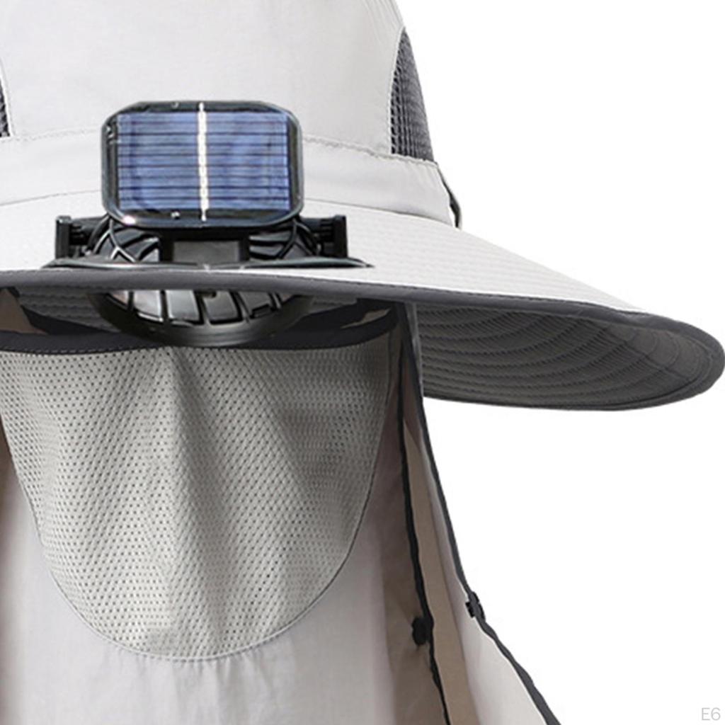 Outdoor Solar Fan Hat Fisherman Lightweight Adjustable Cooling Sun Protection Fishing