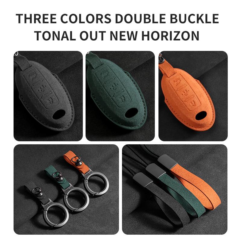 Suede Car Key Case Cover Fit For Q50 Q60 Q70 Qx50 Qx60 Qx70 G25 Fx Jx35 Fx25 Fx35 Ex37 Non-Oem Key Fob Protector