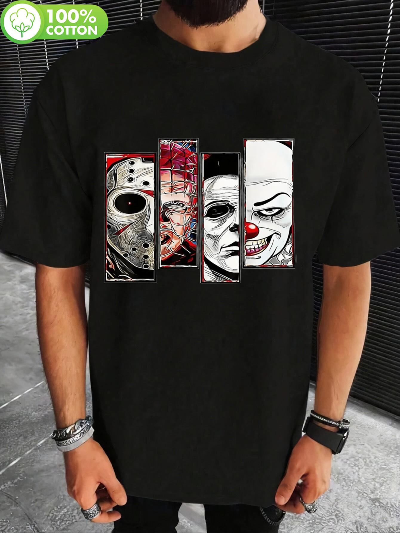 Horror-Inspired Graphic Print Tshirt - 100% Cotton Plus S... XL