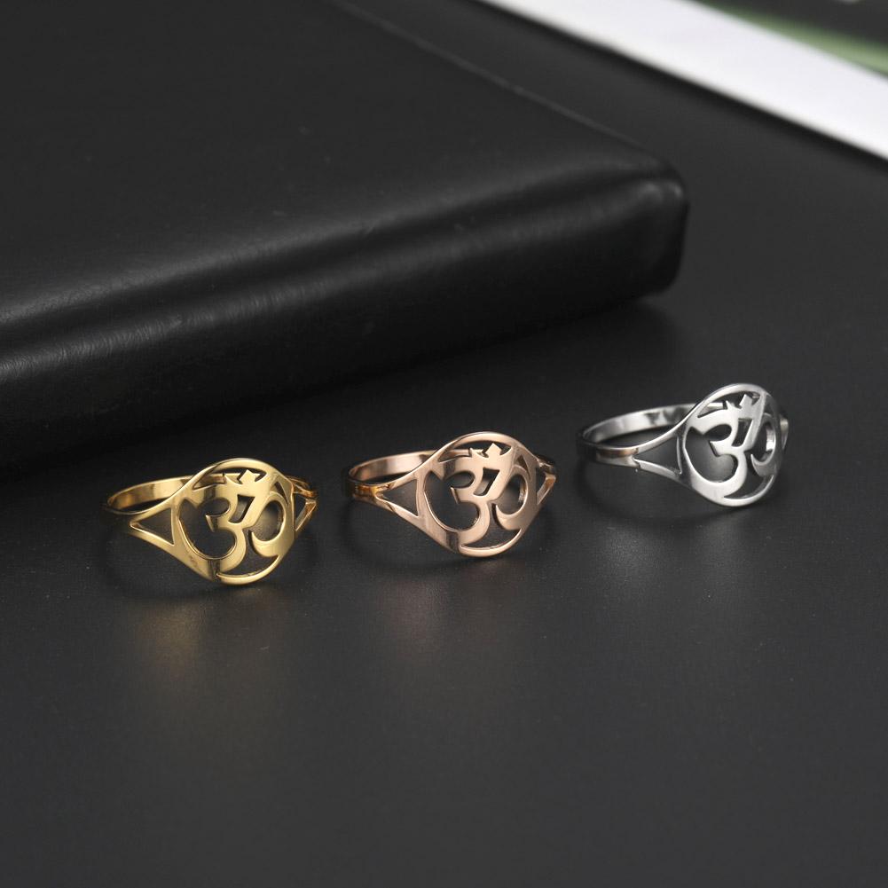 Dawapara Univerzální symbol harmonie Aum OM Prsten Unisex Hinduistický snubní prsten Buddhismus Jógové šperky Nerezová ocel
