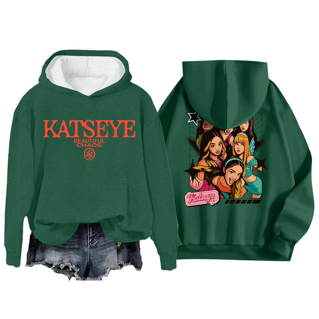 Women's Fashion Casual Long Sleeve Loose Printed Pullover Sports Long Sleeve Hooded Sweatshirt