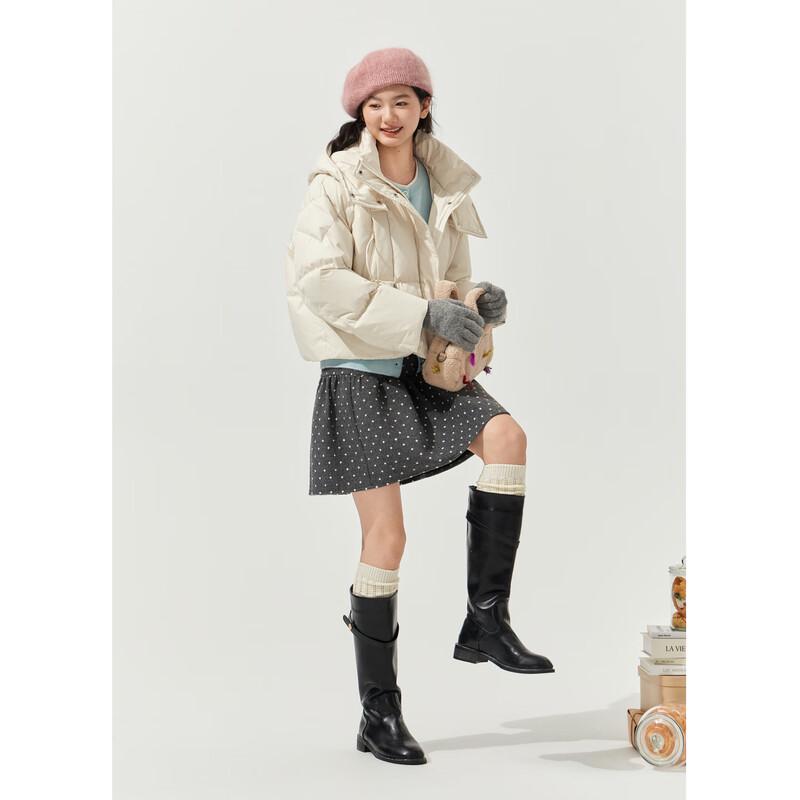 ZIHAN Women's Short Hooded Duck Down Jacket