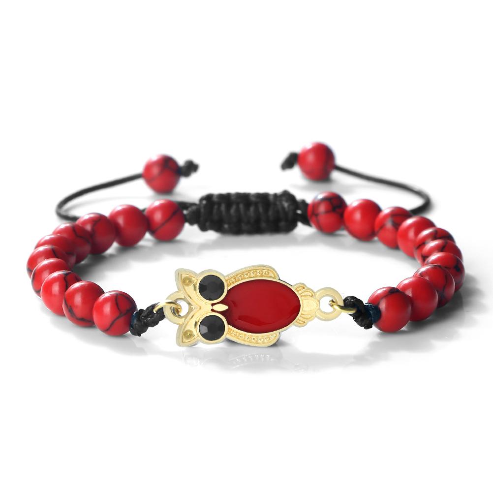 6mm Owl Pendant Black Matte Bracelet For Men Adjustable Animal Charm Bangle Boho Gothic Jewelry Gift Idea Unisex  Fine Accessory